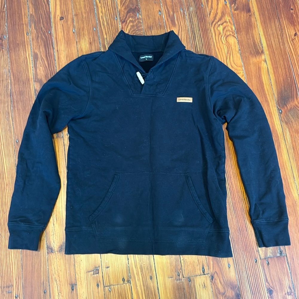 Black shawl collar sweatshirt with hoodie-style pocket - Loreak Mendian
